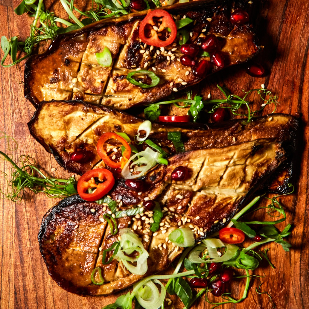Aubergine with NOJO White Miso sauce