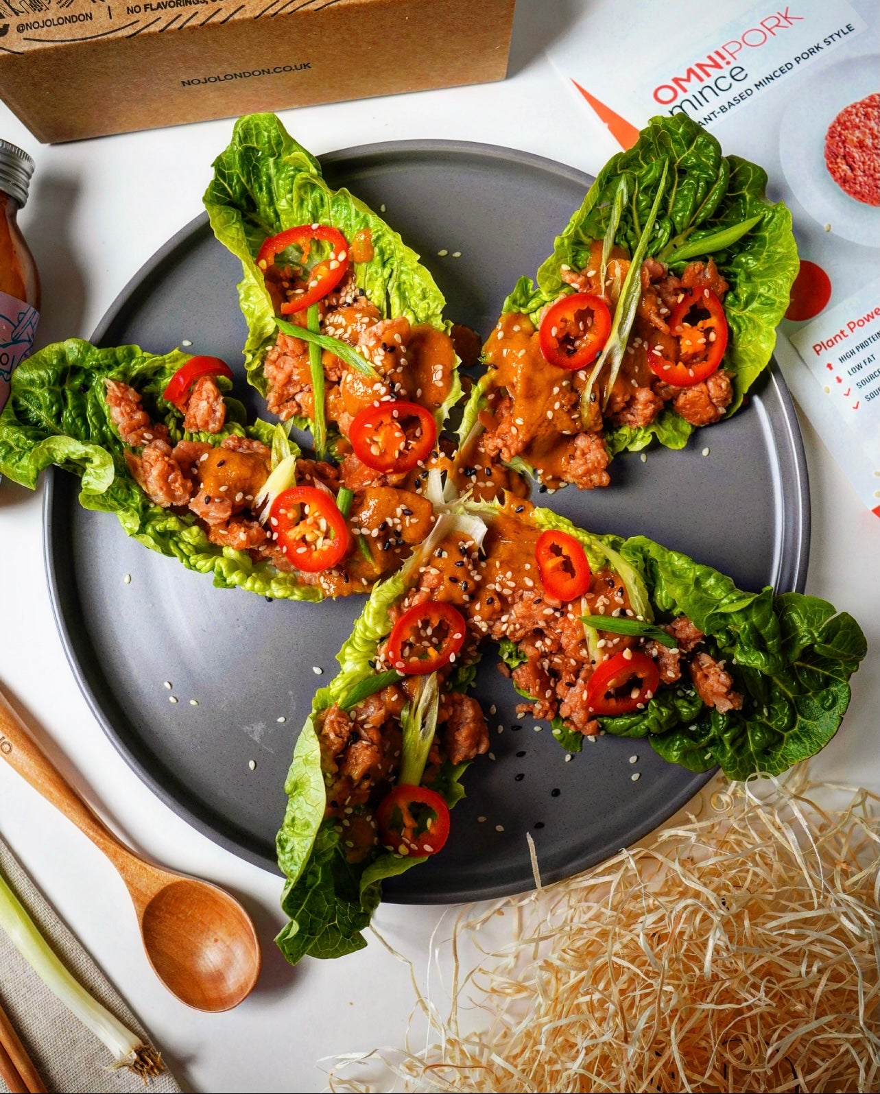 Nojo Miso & Omnipork Lettuce cups