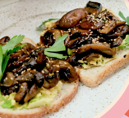 Sauteed Sesame Mushrooms on Sourdough & Avocado